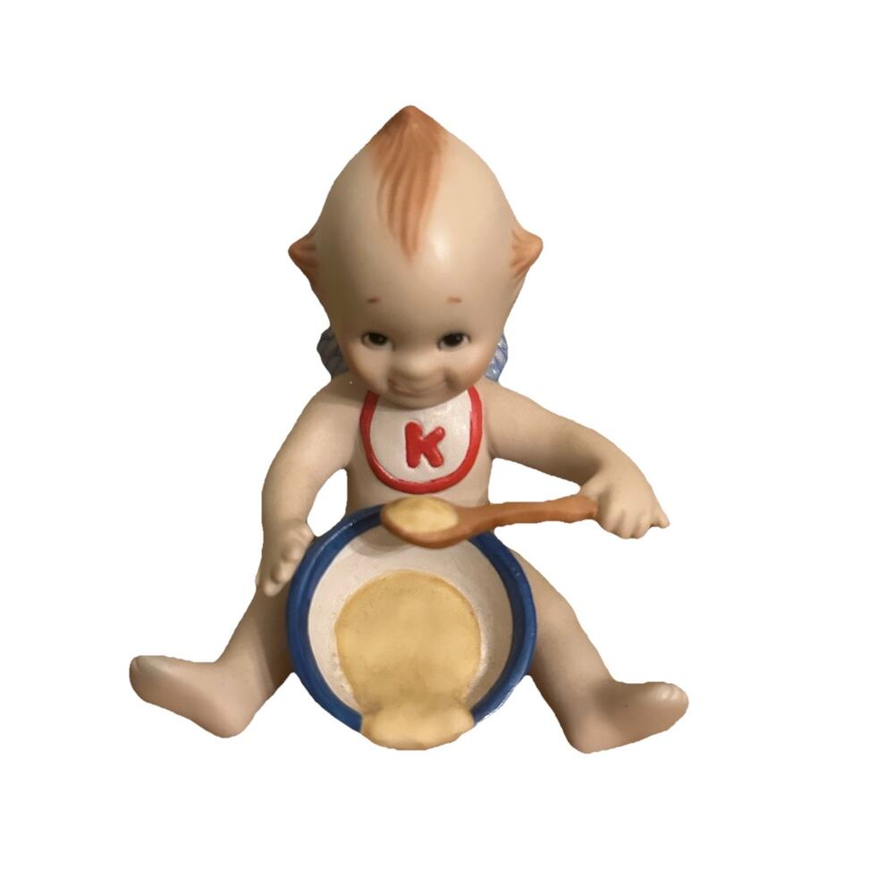 KEWPIE Baby Cupid Bisque Porcelain Figurine - Second Helpings by Jesco, 1990